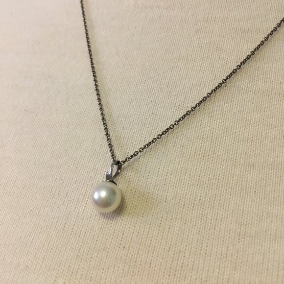 Y2K 925 Silver Chain and Real Pearl Necklace Made in Italy - Picture 4 of 8
